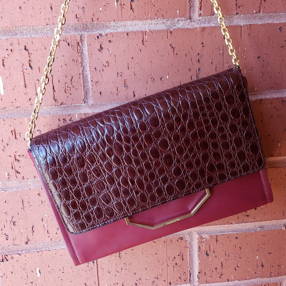 Louise et Cie Embossed Leather Clutch